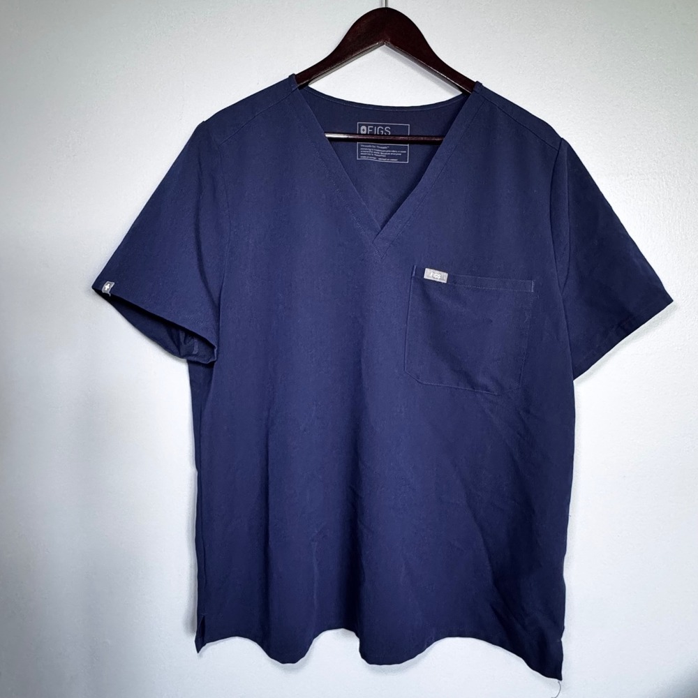 FIGS Technical Collection Navy Blue V-Neck Scrub Top XXL Short Sleeve Pocket